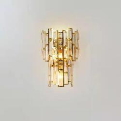 Flippy Lampa de Perete in Interior, Flippy, Lampa de Lux pentru Decor de Interior, Corp de Iluminat Tip aplica, din Inox Auriu si Cristal, Lumina Calda Rece Neutra, 39x24 cm, Ideal pentru Camere Mici si Medi