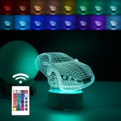 Flippy Lampa LED decorativa, Flippy, 3D, Masina Sport, doua moduri de alimentare USB si baterii, 20 cm inaltime, din material acril si lumina multicolora, alb (teo-124595)