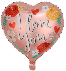 Flippy Balon din Folie Metalizata, Flippy, Figurina Inimioara, Model I LOVE YOU, Tematica Iubire, 45 cm, Ambalaj Individual, Pai Inclus, Umflare cu Aer sau Heliu, Rosu Multicolor (teo-127518)
