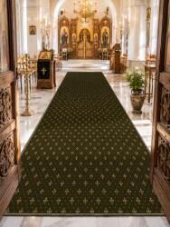 LOTOS Traversa Bisericeasca Lotos 15033-310 W, Latime 4m, Marime 400 x 1700 cm, Verde, Inaltime Fir 8 mm, Festonata Surfilata Tivita, Antialergica, Polipropilena, Manastire, Biserica, Altar, Naos, Prona - c Covor
