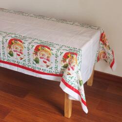 Flippy Fata de masa dreptunghiulara Flippy, PVC, 2.5 mm grosime, imprimeu Mos Craciun, potrivit pentru Craciun, utilizare multipla, 180 x 108 cm, alb (teo-125231) Fata de masa