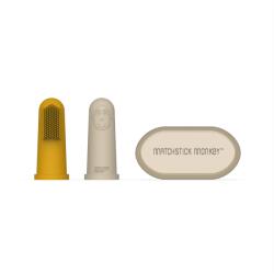 Matchstick Monkey PERIUȚĂ DE DINȚI DIN SILICON PENTRU DEGET CU HUSĂ Variantă: YELLOW AND BEIGE