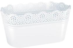 Prosperplast Ghiveci dreptunghiular din plastic cu dantelă 28, 5 cm - alb