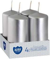 AURA Lumânări de Advent metalice argintii lucioase 80 × 40 mm - 4 buc