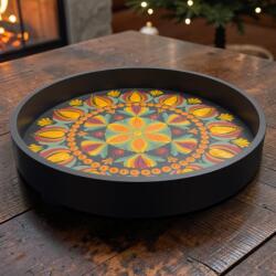 Ezera Tava unicat decorativa Craciun pictata manual cu model mandala, 30 cm (TAV35PM)