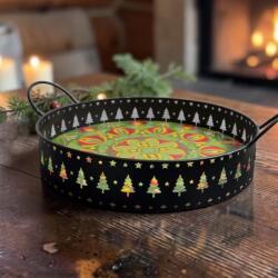 Ezera Tava decorativa cadou Craciun pictata manual cu model mandala, 25 cm (TAVPM25CM)