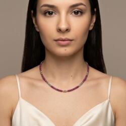 Ezera NOU! Colier choker Aneira din cristale de rubin natural si Apatit, argint 925 placat cu aur (CCANEIRA)