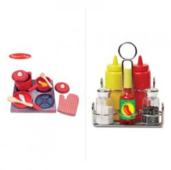 Melissa & Doug OFERTĂ: Melissa & Doug aragaz de lemn și vase pentru bucătăria pentru copii + set de condimente GRATUIT (AS_6073480_6073531) Bucatarie copii