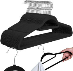 Verk Group Umerașe Catifelate pentru Haine, Negre, Antiderapante, Set 20 buc (27596_CZ) Agatator cuier