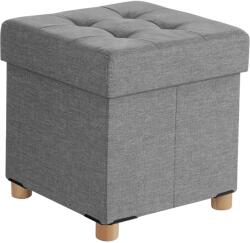 Brius Taburet cu spatiu de depozitare 37 L, pliabil, sezut captusit, picioare din lemn, capacitate 300 kg, 38x38x40 cm, gri deschis (EZ-LSF14GYX)