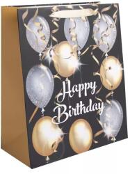 QX Pungă cadou neagră „Happy Birthday, 31 x 42 cm (371771)