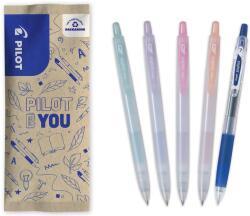 Pilot Pop'Lol Gél Rollertoll 5 db-os Készlet - Pasztell Zöld, Lila, Rózsaszín, Narancssárga és Kék - Nyomógombos, Utántölthető, Közepes Hegy