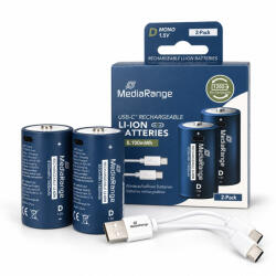 MediaRange MONO D (R20) USB-C ÚJRATÖLTHETŐ AKKUMULÁTOR 5.400 mAh (2 DB-OS CSOMAG) (MRBAT169)