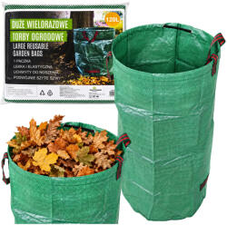 Malatec Kerti hulladékgyűjtő zsák és erős kerti zsáktáska leveleknek és fűnek, zöld, 1 db, 120L, 45x76 cm