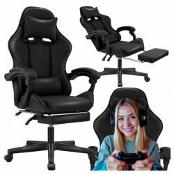 Malatec Forgatható kagylóüléses gamer szék és irodai szék kihúzható lábtartóval, 150 kg-os teherbírással, állítható párnákkal