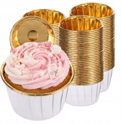  Muffinpapír Merev Fehér-arany 6, 5X4 CM Forma Szett (Papilotki do muffinek babeczek)