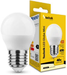 Technik LED Izzó Globe Mini G45 4, 9W E27 360° 4000K (470 lumen) ERP, természetes fehér, CRI>80, MTL-G454000K4-9WE27N (MTL-G454000K4_9WE27N)