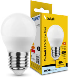 Technik LED Izzó Globe Mini G45 4, 9W E27 360° 6000K (470 lumen) ERP, hideg fehér, CRI>80, MTL-G456000K4-9WE27N (MTL-G456000K4_9WE27N)