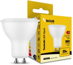 Technik LED Izzó Spot Alu-Plastic 4, 7W GU10 110° 4000K (350 lumen) ERP, természetes fehér, CRI>80, MTL-GU104000K4-7WN (MTL-GU104000K4_7WN)