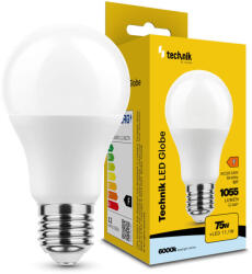 Technik LED Izzó Globe A60 11, 1W E27 360° 6000K (1055 lumen) ERP, (10 lumen55), hideg fehér, CRI>80, MTL-G6000K11-1WE27N (MTL-G6000K11_1WE27N)