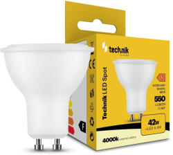 Technik LED Izzó Spot Alu-Plastic 6, 4W GU10 110° 4000K (550 lumen) ERP, természetes fehér, CRI>80, MTL-GU104000K6-4WN (MTL-GU104000K6_4WN)