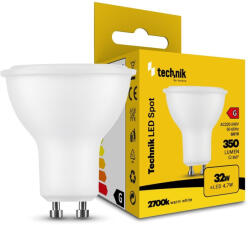 Technik LED Izzó Spot Alu-Plastic 4, 7W GU10 110° 2700K (350 lumen) ERP, meleg fehér, CRI>80, MTL-GU102700K4-7WN (MTL-GU102700K4_7WN)
