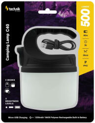 Modee Kempinglámpa C40 (akkumulátoros) LM/XPE LED, micro USB (350 lumen), IP42, újratölthető, MT-C40 (MT-C40)