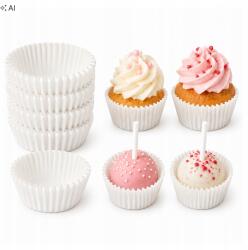  Mini Cake Pops Muffin Fehér Papír 20 db-os (Papilotki do babeczek papierowe)