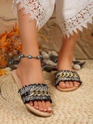 Shein Flip-flop Papucs Díszítés Casual S06 36