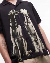 HUF fekete rövid ujjú ing gombokkal print B23 XL