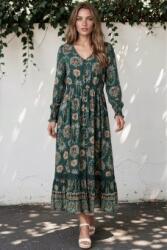 RohBoutique Rochie maxi Teal cu maneca lungi si imprimeu floral Roh Dr4857