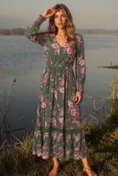 RohBoutique Rochie maxi Verde cu maneca lungi si imprimeu floral Roh Dr4858