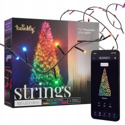Twinkly Strings 100 Led Rgb 8 m Gen. II Wi-Fi/Bluetooth IP44, fekete zsinór (8056326673284)