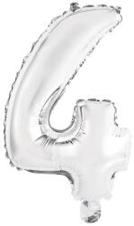 Amscan fólia lufi, születésnap - 4-es szám, ezüst, 35 cm