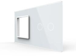 LIVOLO Panou Priza Simpla + Intrerupator Dublu cu Touch LIVOLO din Sticla (VL-P7E/02-4W)