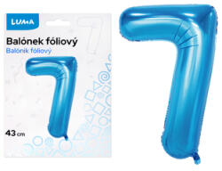LUMA Fóliás léggömb 7-es, kék 40 cm LUMA