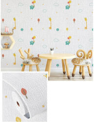 Flippy Rola Autoadeziva pentru Perete, Flippy, din Panza, 10 m, Rezistenta la Umezeala, 2.5 mm Grosime, Model Girafa si Elefant, Multicolor (teo-135739)