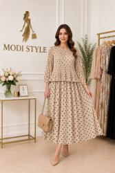 Modi style Rochie crem închis cu buline-40