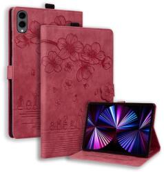  ART BLOSSOM Husă tip carte pentru Samsung Galaxy Tab S12+ roșie