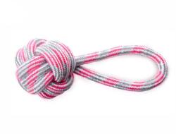 JK ANIMALS Jucarie Minge Sfoara Bumbac cu Maner 9cm Roz-Gri - Aport Caini Medii