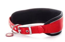 JKAnimals Zgarda caini JK Nylon Comfort 7.6x51-60 cm, Captuseala Neopren, Reflectorizanta Rosie