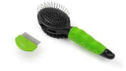 JKAnimals Perie Multifunctionala Tripla JK 3in1 S - Perie Dubla cu Pini Metalici, Peri Moi si Pieptene Detasabil pentru Caini si Pisici