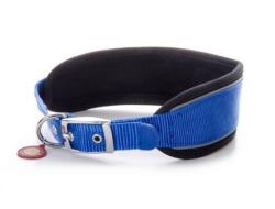 JKAnimals Zgarda caini JK Nylon Comfort Albastra 7.6x51-60 cm, Captuseala Neopren, Reflectorizanta