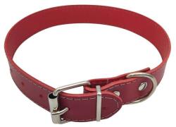 petRO Set Plimbare Caini Talie Medie-Mare petRO - Labrador, Gplden Zgarda Piele Naturala Rosie Nr. 4 (Gat 45-55cm) si Lesa Cordelina