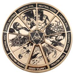  Insignă Dungeons & Dragons - indicator rotativ al alinierii, placată cu aur de 24K