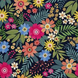 Heko Panels Textil anyag, Színes nyári virágok, Poliészter 100%, 210g/pm, Méret: 100cm x 155cm (DX1003)