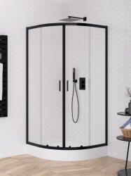 NEW TRENDY Suvia Black cabină de duș 90x90 cm semicircular negru mat/sticlă transparentă K-5116 (K5116)