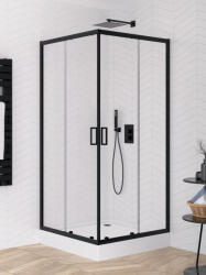 NEW TRENDY Suvia Black cabină de duș 80x80 cm pătrat negru mat/sticlă transparentă K-5117 (K5117)