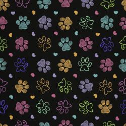 Heko Panels Textil anyag, Feketére színezett Mancsok, 100% poliészter, 210g/pm, Méret: 100cm x 155cm (DX1151)