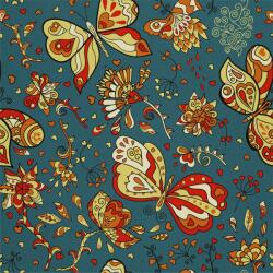 Heko Panels Textil anyag, Absztrakt virágok és pillangók, Poliészter 100%, 210g/pm, Méret: 100cm x 155cm, DX400 (DX400)